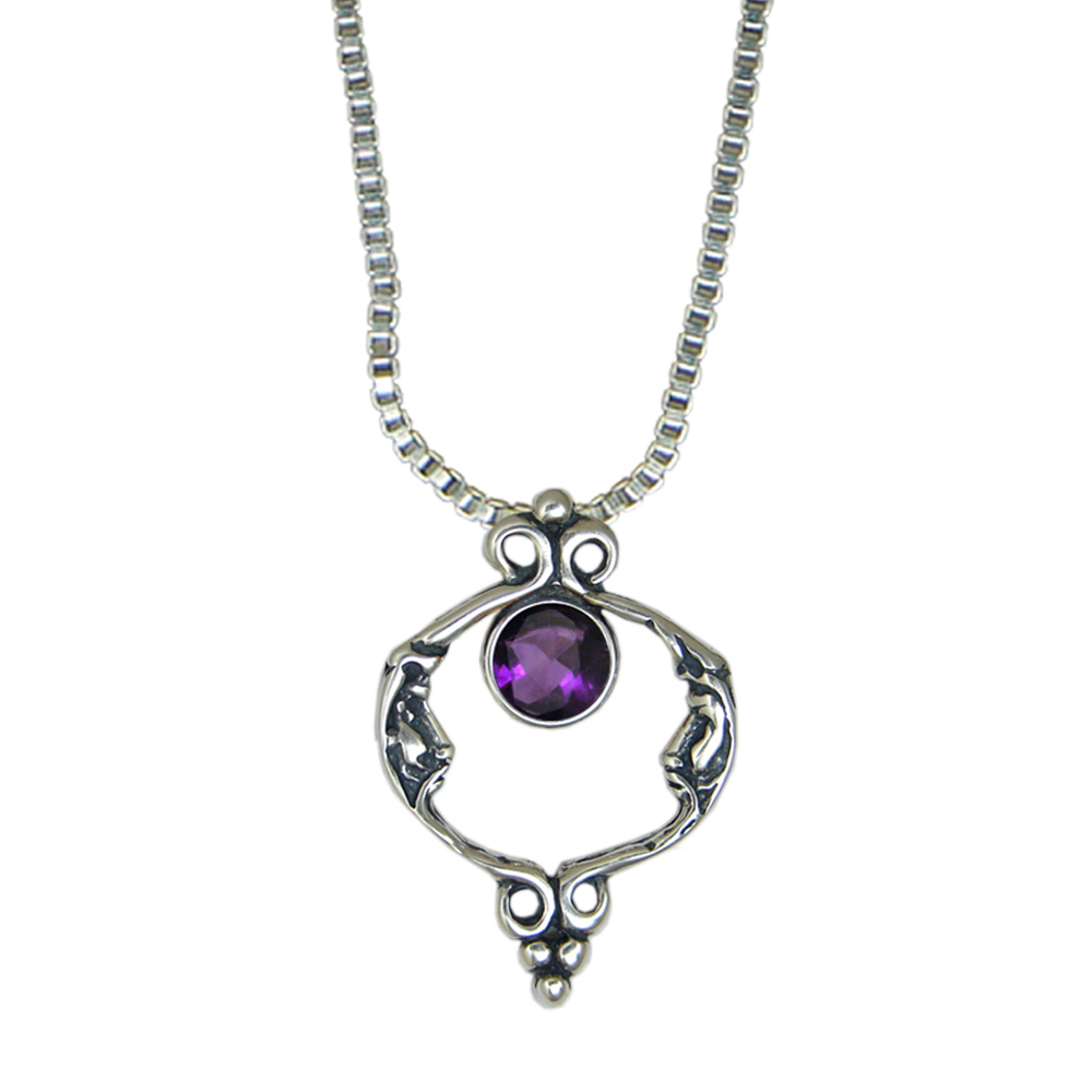 Sterling Silver Moons Necklace With Amethyst